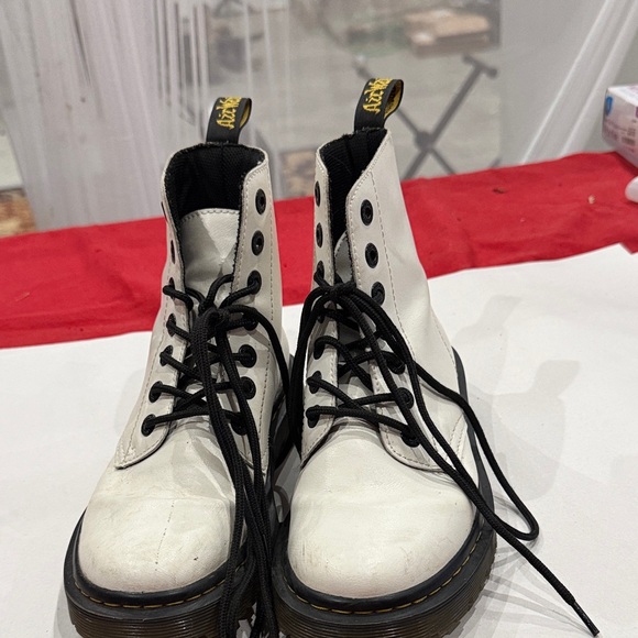 Dr. Martens White Leather Combat Boots - Picture 2 of 6